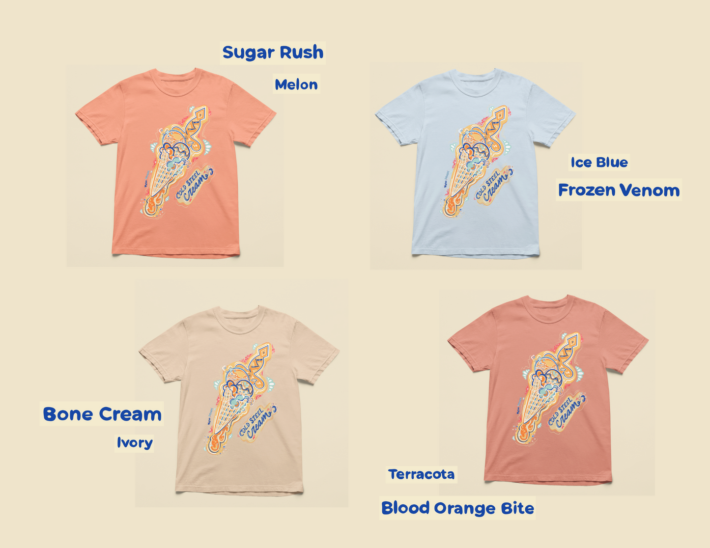 Cold Steel Cream Dagger | Full Color Front Graphic Tshirt