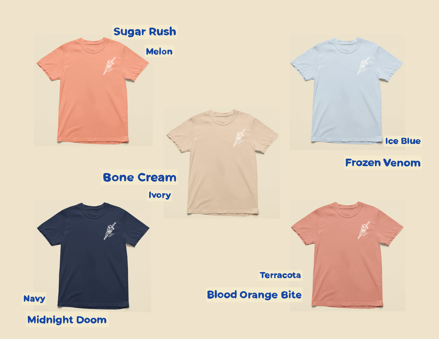 Cold Steel Cream (Small front) + MA Logo | (Single Color) Fantasy Ice Cream Graphic Tee – 100% Cotton Unisex Shirt