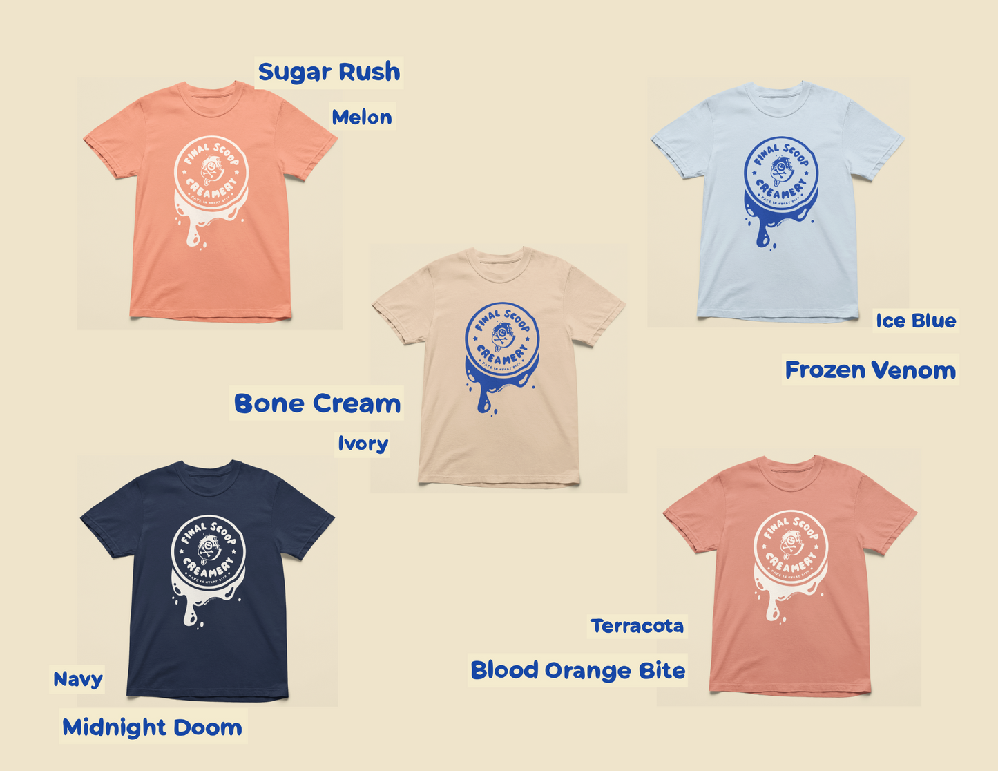 # Final Scoop Creamery Logo (Front) | | (Single Color) Fantasy Ice Cream Graphic Tee – 100% Cotton Unisex Shirt