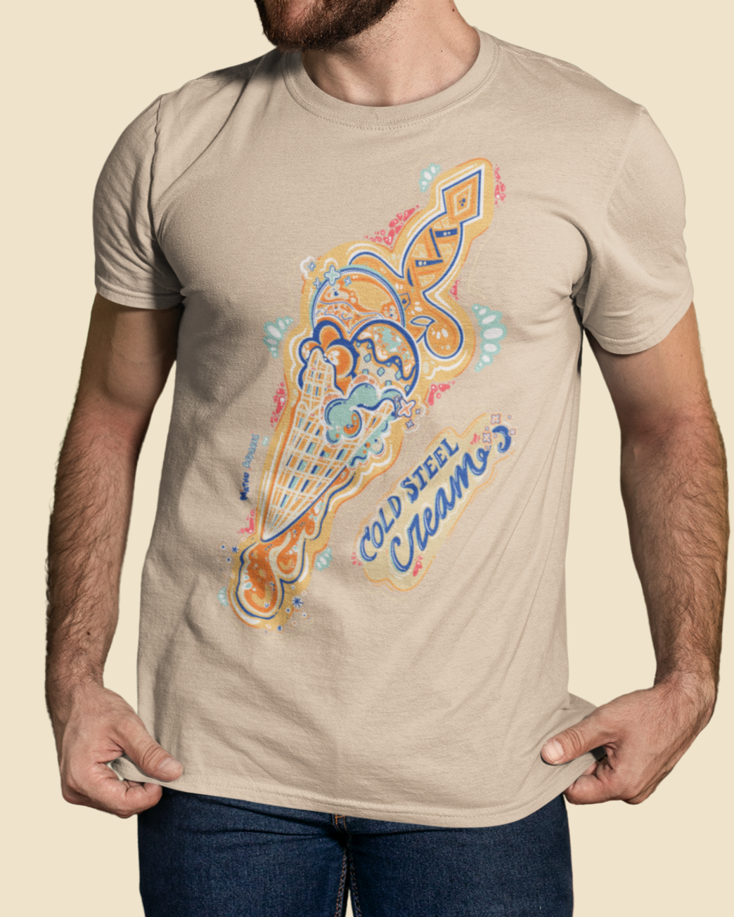 Cold Steel Cream Dagger | Full Color Front Graphic Tshirt