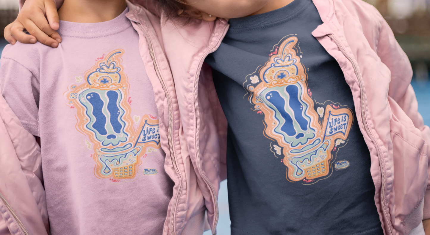 (Youth)(Toddler) Berry Deadly (Skully-Cream) (Front) | (Full Color) Fantasy Ice Cream Graphic Tshirt